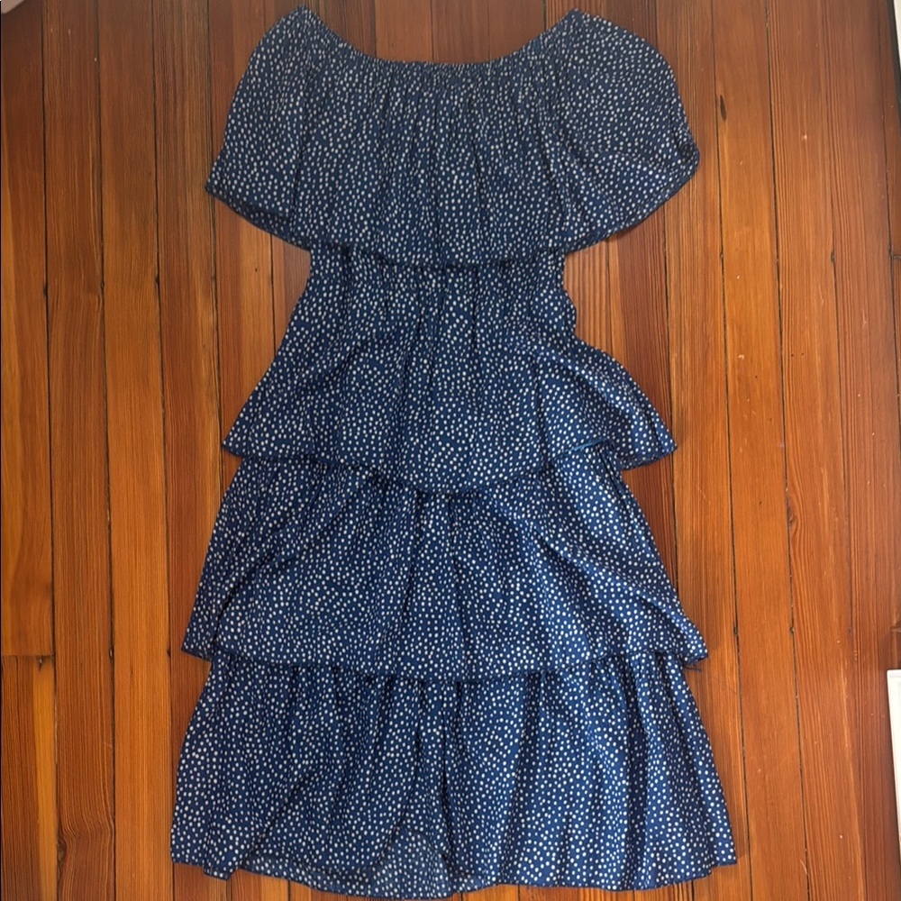 Blue Ruffled polka dot women’s Dress